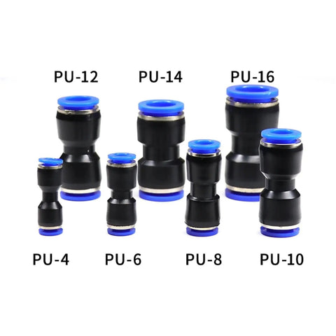 Super Cool 100 Piece Pneumatic Fittings Kit Push To Connect Air Hose Adapters For Quick Assembly With Adjustable Size Port And Elegant Black Finish Fit Perfectly For Compressors And Industrial Tools, PU-4 to PU-16 fittings
