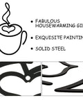 Three Piece Coffee Cup Wire Wall Art Set For Coffee Bar Decor with close up of heart design and solid steel details