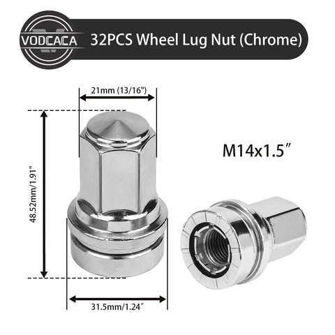 Ford 14x1.5 Chrome Lug Nuts 32 Pack For 2017 2024 F250 F350 Replacement HCPZ 1012 A B Wheel Accessories Set Truck Ready