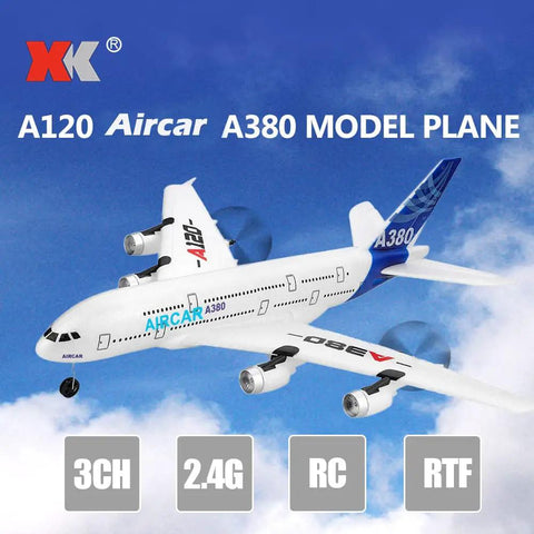 3CH 2.4GHz RC Airplane With EPP Fixed Wing Ready To Fly Model Plane For Adults, showing A380 design in flight above clouds.