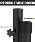 Close-up of Heavy Duty Folding Table Leg Extenders with reinforcement bolts and wide rubber base for stability.