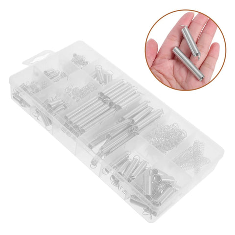 Solid 200 Pc Assorted Spring Kit For Heavy Duty Home Repairs And DIY Projects With Reliable Compression And Extension Springs For Tarpaulins Crafting And Various Hacks, clear organizer box