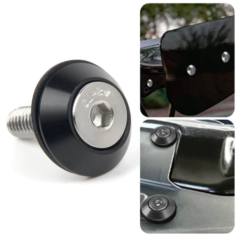 Add Dope Swagger To Your Daily Driver With M6 Aluminum Fender Washers Engine Dress Up Bolts 54 Piece Kit Featuring Heavy Duty Rubber Gaskets And Corrosion Resistant Steel Fasteners. Close-up of black aluminum washer with chrome bolt for vehicle assembly.