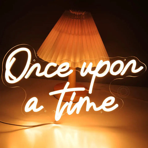 Once Upon A Time Neon LED Light Sign Warm White 15.8 Inch By 8.9 Inch USB Powered 5V for Wall or Table Decor