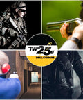 Collage with military personnel, shooter aiming, and TW25B logo, illustrating Military Grade Gun Grease TW25B Lubricant For Firearms 1.5 Ounce Tube Made In USA MIL-COMM Trusted By U.S. Special Forces Ultra Slick Protection For ARs Handguns Shotguns And Other Firearms