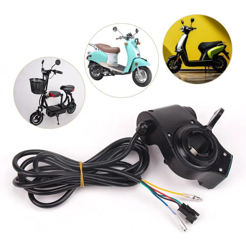 Universal 12V-72V E-Bike Thumb Throttle With LED Voltage Display Real Time Battery Readout And Mileage Ride Ready Digital Grip With Power Switch For Scooter And Electric Bike