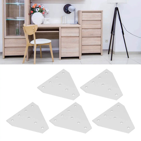 Seven Hole Aluminum Joining Plate Connector For Frames Tables Beds Shelves 5 Pack Heavy Duty Aluminum Alloy With Silver White Oxidation Finish