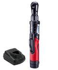 12V Cordless Brushless Ratchet Wrench Kit With Three Eighth Inch Drive, 65 Foot Pounds Torque, Li Ion Battery, Built In LED Light