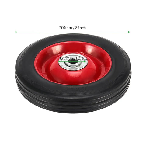 4 Pack 8 x 1.75 Inch Solid Rubber Wheel With Ball Bearing, Flat Free Tire for Hand Trucks, Replacement Wheel, 1/2 Inch Bore