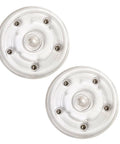 Two Pack Four Inch Lazy Susan Turntables With Ball Bearing Rotation, shown top view, clear acrylic trays.