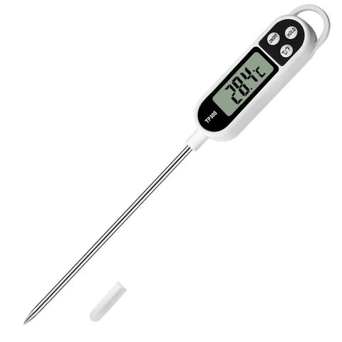 Digital Meat Thermometer For Cookin And BBQ With Long Probe, Instant Read, Hold Function, Auto Off After 10 Minutes, Bright LCD Display, Ultra Precise Sensor