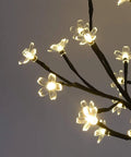 Close-up of 18 Inch Cherry Blossom Bonsai Tree With 48 LED Lights Warm White Glow 24V UL Listed Adapter Included Metal Base Ideal Night Light