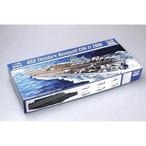 1/700 USS Theodore Roosevelt CVN-71 Aircraft Carrier Model Kit Ready to Assemble Plastic with Hundreds of Parts Full Hull or Waterline Build Glue and Paint Not Included box
