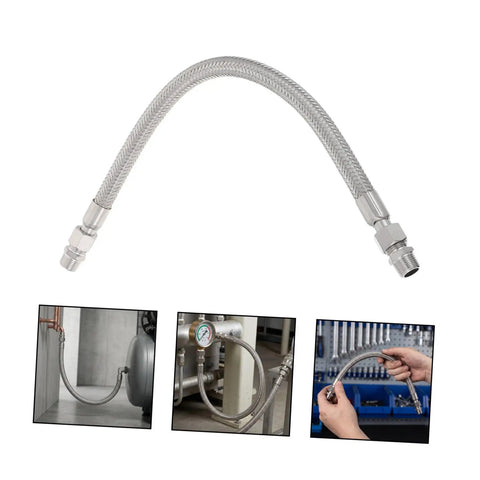 Badass Half Inch Stainless Steel Braided Air Hose High Pressure Heat Resistant Jumper For Industrial Air Compressor Pump Discharge Vibration Absorbing Heavy Duty Pro Grade Quality Keeps Moving Smooth Easy Install Shop Ready Top Tier, braided hose with fittings