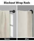 Industrial Blackout Curtain Rod For 34-48 Inch Windows, 1 Inch Diameter showing before and after installation