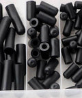 80 Piece Rubber Vacuum Line Cap Assortment Kit For Carburetor And Engine Manifolds With 6 Sizes Including 5/32 Inch To 3/8 Inch Great For Tight Seals And Fast Auto Repairs Under the Hood, black rubber caps in organizer