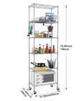 6 Tier Wire Shelving Unit With Caster Wheels And Stainless Side Hooks Adjustable Free Standing Storage Rack, kitchen use