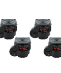 Heavy Duty Leveling Caster Set Rock Solid Adjustable Metal Composite Wheels Four Pack with precision plate mount.