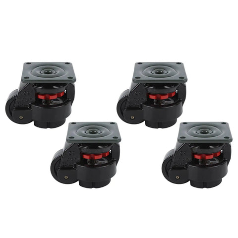 Heavy Duty Leveling Caster Set Rock Solid Adjustable Metal Composite Wheels Four Pack with precision plate mount.