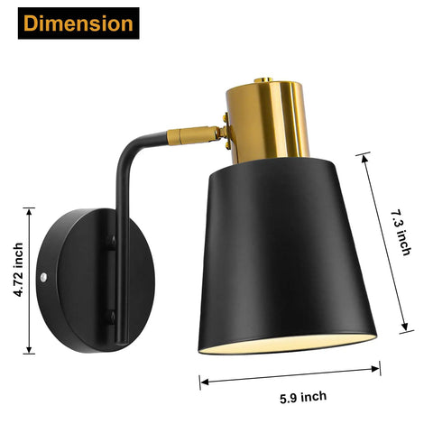 Industrial Style Black Wall Sconces Dope 2 Pack Swivel Arm Lamps With E26 Base 360 Degree Adjustable Rustic Metal Wall Lighting for Bedroom
