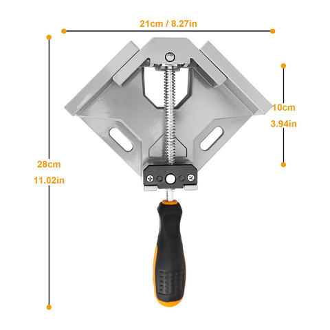 Front view of 2 Pack Corner Clamps For Woodworking Premium 90 Degree Right Angle Clamps Adjustable Swing Jaw Aluminum Frame with ruler