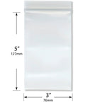 3 By 5 Inch Zipper Reclosable Bags 8 Mil Thick Clear Plastic Storage Pack Of 100 For Snacks Small Parts Crafts And Organization FDA Food Safe LDPE Durable Puncture Resistant Seal, 3x5 in bag with 76mm width and 127mm height