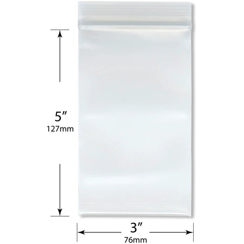 3 By 5 Inch Zipper Reclosable Bags 8 Mil Thick Clear Plastic Storage Pack Of 100 For Snacks Small Parts Crafts And Organization FDA Food Safe LDPE Durable Puncture Resistant Seal, 3x5 in bag with 76mm width and 127mm height