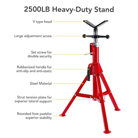 Built Like A Tank Carbon Steel Pipe Jack Stands Adjustable 28 To 52 Inches Heavy Duty Welding Supports Up To 2500 Pounds Perfect For Pipes Beams Truck Beds And Hydraulic Cylinders
