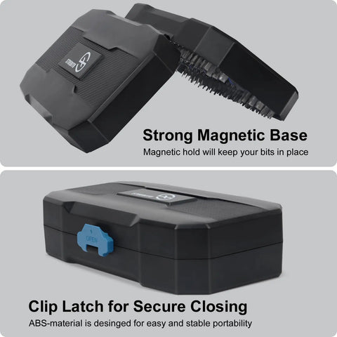 153 In 1 Magnetic Pro Grade Precision Screwdriver Set with case showing strong magnetic base and clip latch for secure closing