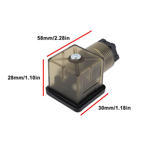 Two Pack 3 Pin 2W DC 12V To 14V Solenoid Valve Coil With LED Indicator Connector DIN 43650A PG11 Brown, side view.