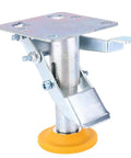 Heavy Duty Floor Lock Brake With Adjustable Height Manganese Steel Cart Lock For Trolleys, 100kg Load Capacity, TPU Pad, Fits 4 To 5 Inch Casters, Secure Stop For Industrial Carts And Dollies, yellow pad