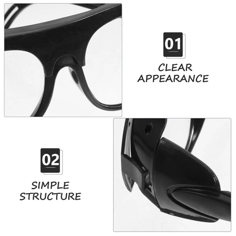 Close-up of Heavy Duty Welding Glasses With Flip Up Lenses For Argon Arc And Brazing Work showing clear lenses and simple structure.