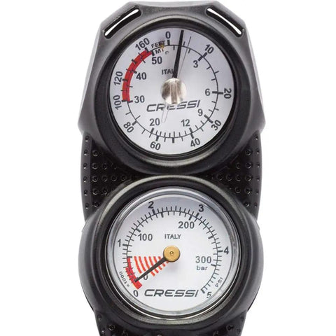 MiniConsole 2 Dive Console with Mini Manometer Pressure Gauge and Analog Depth Gauge, Black Global Fluo Finish