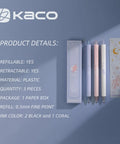 Gel Pens Set Cute Stationery Trio With 0.5mm Fine Point Quick Dry Ink Two Black And One Coral Ink Smooth Write No Skip No Bleed