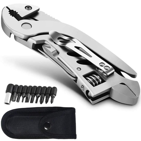 Compact Multitool Wrench With Seven Tools Including Pliers Wire Cutter Flathead And Phillips Screwdrivers Portable Folding Stainless Steel For Camping And Home Repair Durable Everyday Carry