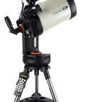 Evolution 8 EdgeHD Schmidt Cassegrain Telescope With StartSense And StarBright XLT Coatings on tripod, showing WiFi control