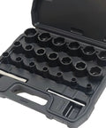 Bolt Nut Extractor Set Heavy Duty Metric Eight To Twenty Seven Millimeter with impact lug removal tool in open case.
