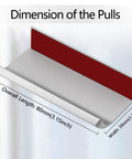 12 Pack Self Adhesive Drawer Pulls 3.15 Inch Silver Finger Edge Cabinet Handles No Drill Hidden Pulls with dimensions shown