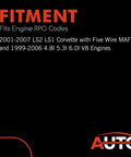 Fits LS1 LS2 Corvette with Five Wire Mass Air Flow MAF Harness Extension Sensor Connector PT1274 for GM V8 Engines