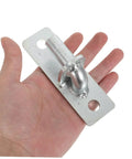 Rock Solid Wall Mount Gate Hinges 4 Pack Heavy Duty Galvanized Steel Fence Door Hardware Included For Outdoor Wood And Metal Yard Upgrade No Sweat Install Extreme Durability Corrosion Resistant Backing Plate Support, shown in hand.