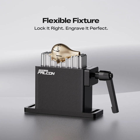 Falcon Flexible Fixture for Laser Engraving, Fast Clamping Adjustable Pin Jig holding irregular gold object