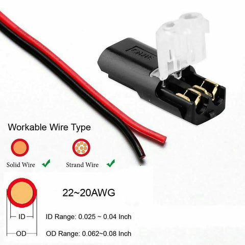 20Pcs 2 Pin Spring Wire Connectors No Soldering Required Screwless Quick Connectors Cable Clamps Terminal Blocks