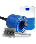 Pro Grade One Inch Copper Pipe Cleaner For Plumbers, visible stainless steel brushes and aircraft-grade aluminum housing