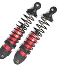 Close-up of red metal oil hydraulic shock absorbers for Beef Up Your Hyper Go 10208 1 By 10 RC Cars Upgrade Kit