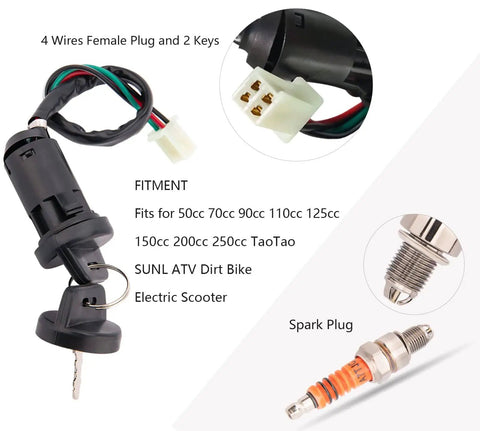 All In One GY6 Wiring Harness Kit For 50Cc To 125Cc Engines showing spark plug, ignition switch, and connectors
