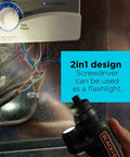 All In One 4V Max Cordless Screwdriver With Pivoting Handle And Built In LED Light, Handy Rechargeable Flashlight Combo in use