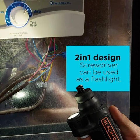 All In One 4V Max Cordless Screwdriver With Pivoting Handle And Built In LED Light, Handy Rechargeable Flashlight Combo in use