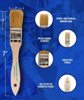 No Hassle One Inch Disposable Chip Brushes With Natural Bristles For Smooth As Butter Paint And Stain Touch Ups In A Twelve Pack: 1" brush with natural bristles and steel ferrule.