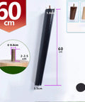 Heavy Duty Rubber Wood Furniture Legs 4 Pack, Sleek Black Tapered Cabinet Feet, M6 Threaded Replacement Supports, 60 cm tall.