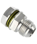 Hella Reliable 10AN Oil Drain Plug M18x1.5 Turbo Oil Return Fitting With Steel Washers Straight Bolt, silver metal construction.
